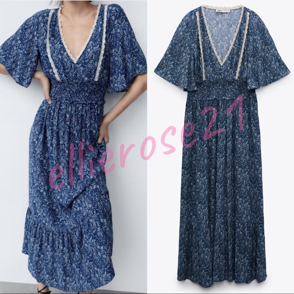 ZARA Printed Midi Dress Paisley Lace 9006/152